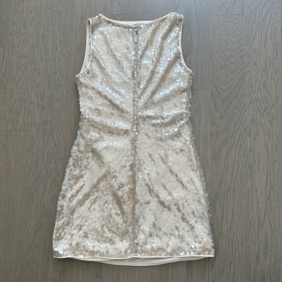 Staud Eton Mini Dress Moon Tan Sequin Embellished - Size Large - Picture 3 of 14